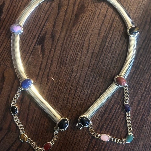 Vintage Judith Leiber Gold Semi-Precious Stones Chain Belt, 1990s main image 3